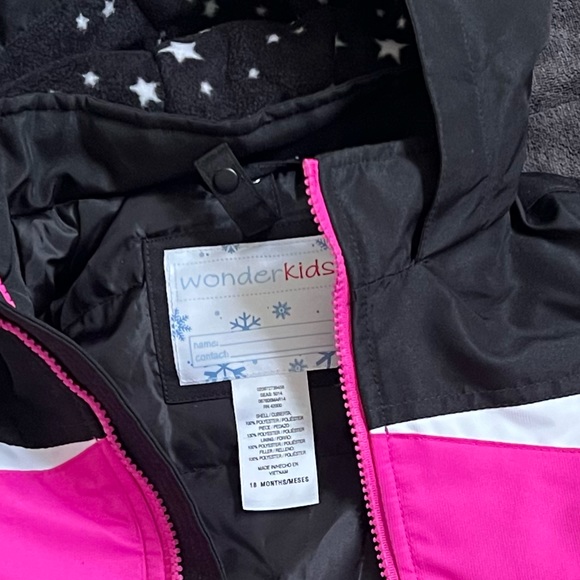 WonderKids 4in1 Toddler Jacket 18M Weather-Resistant Hot Pink/Black/White - Picture 3 of 12